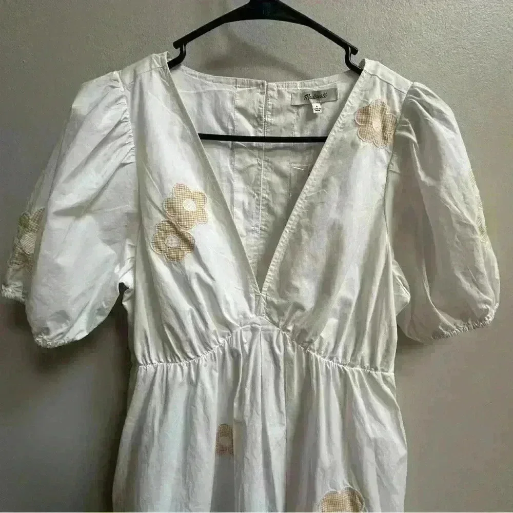 SOLD Madewell Annamarie Embroidered Mini Dress | White & Beige | Women’s Size 0 - Picture 7 of 16